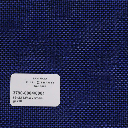 3790-0004/0001 Cerruti Lanificio - Vải Suit 100% Wool - Xanh Dương Trơn